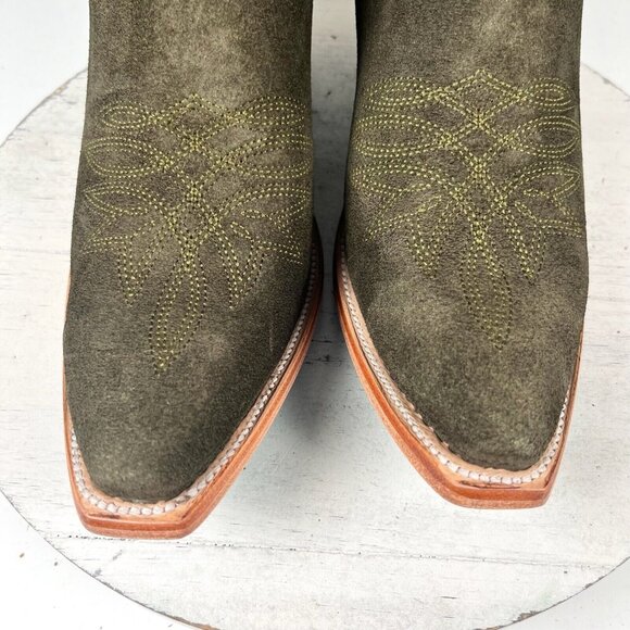NEW Lane SANDAGA Womens Cowboy Boots 9 Green Suede Leather Western Mid Calf 11" - Picture 7 of 12
